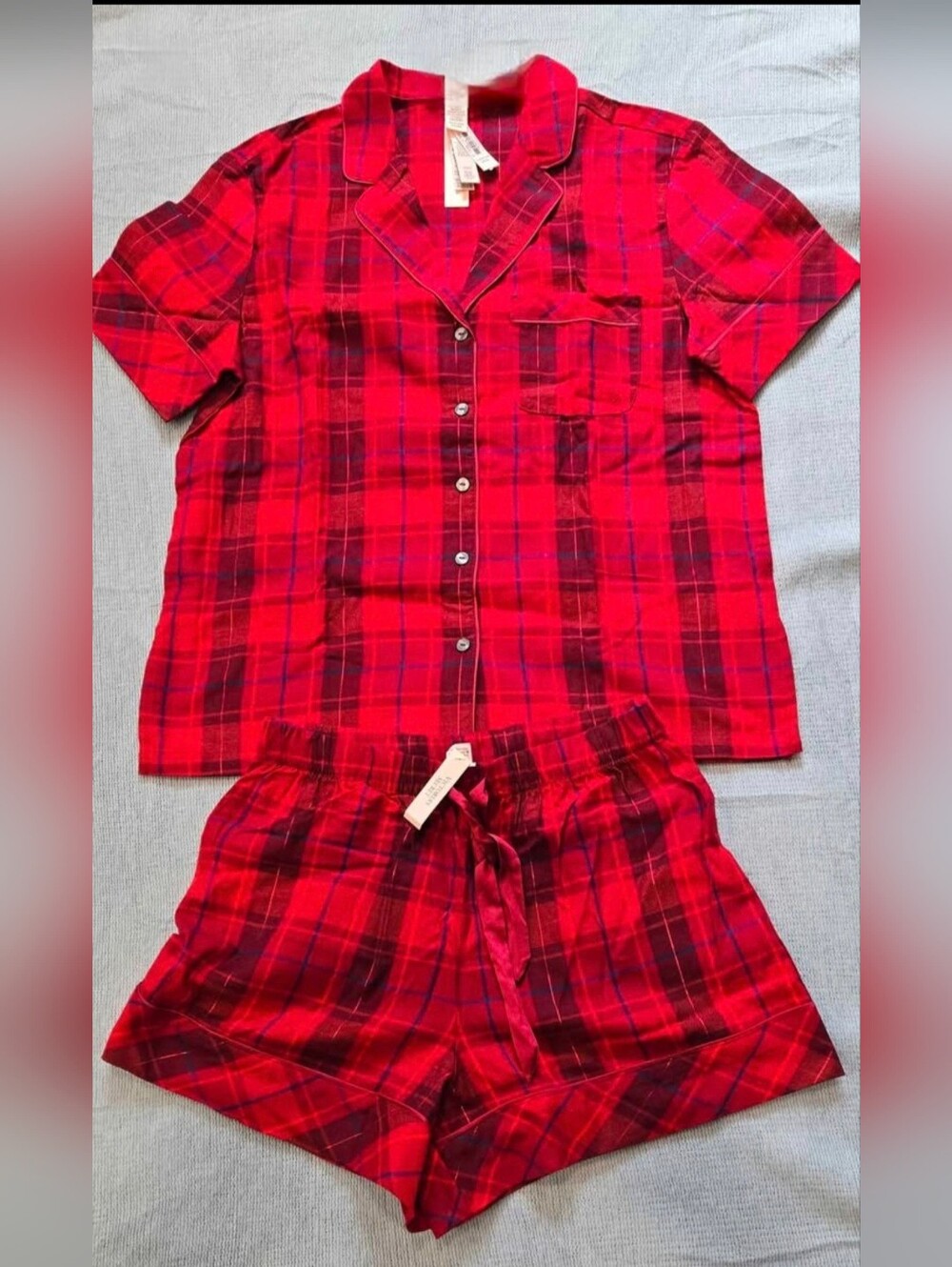 Kids Red Plaid Short Pajama Set
